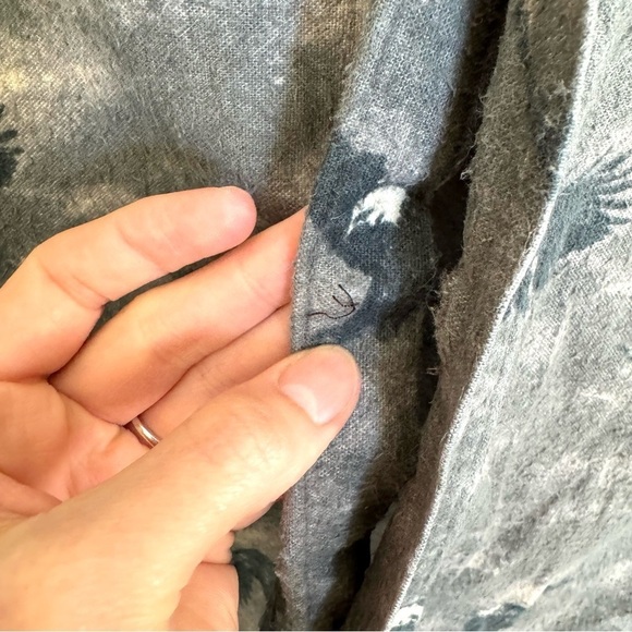 VTG Woolrich Men's XL Eagle Novelty Print Button Down Grey Gorpcore 90's Camp - Picture 6 of 11